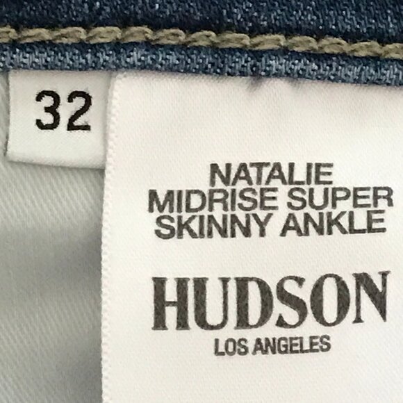 Hudson Mid Rise Ankle Natalie Super Skinny Jeans Women 32 Blue Preppy Stretch - Picture 4 of 12